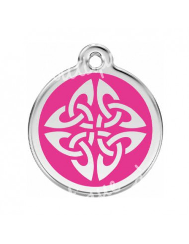 Médaille rose vif avec logo tribal pour chien