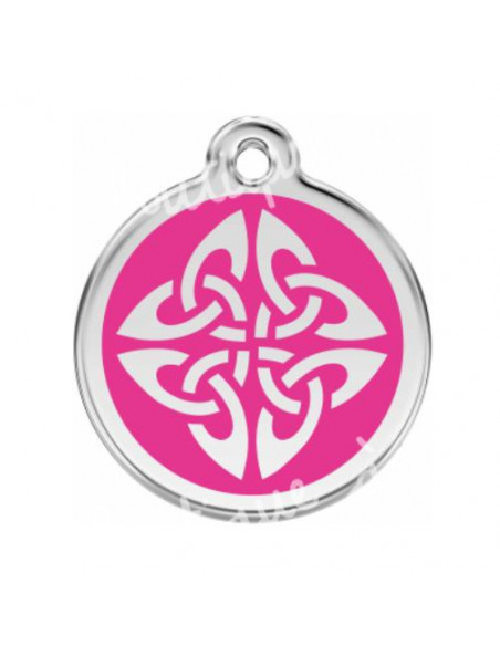 Médaille rose vif avec logo tribal pour chien