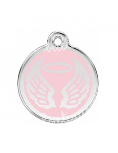 Médaille rose avec ailes d'ange