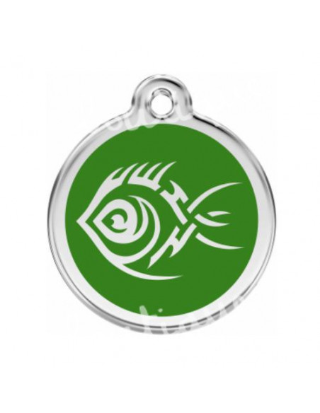Médaille verte Red Dingo style poisson tribal 2cm pour petit chien