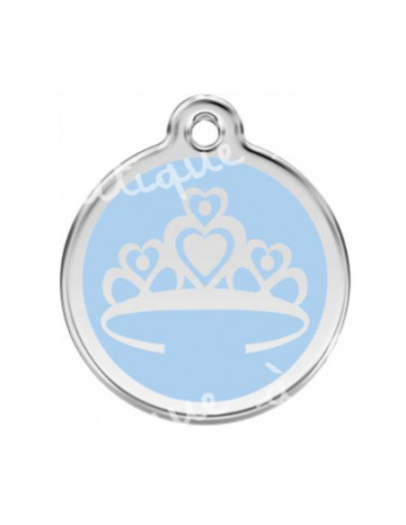 Médaille bleu clair avec couronne de princesse pour chien