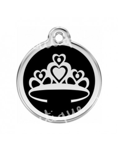 Médaille noir avec couronne de princesse pour chien