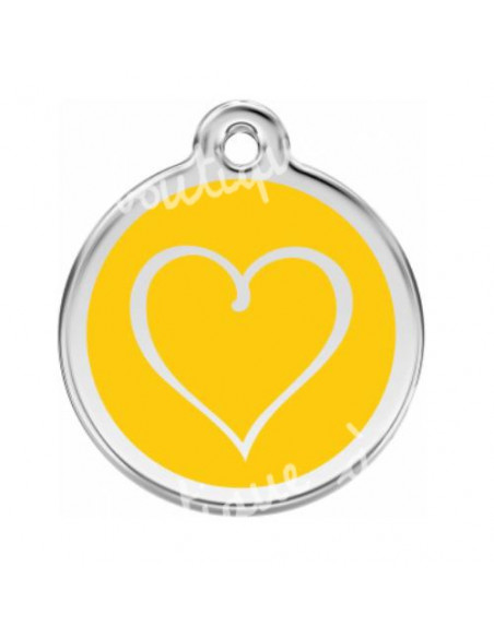 Médaille jaune avec cœur tribal pour chien