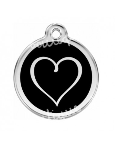 Médaille noir avec cœur tribal pour chien