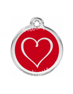 Médaille rouge avec cœur tribal pour chien