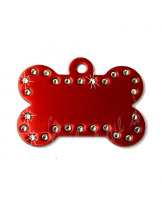 Os Swarovski rouge pour chien de taille moyenne