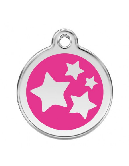 Médaille avec quatre étoiles sur fond rose vif