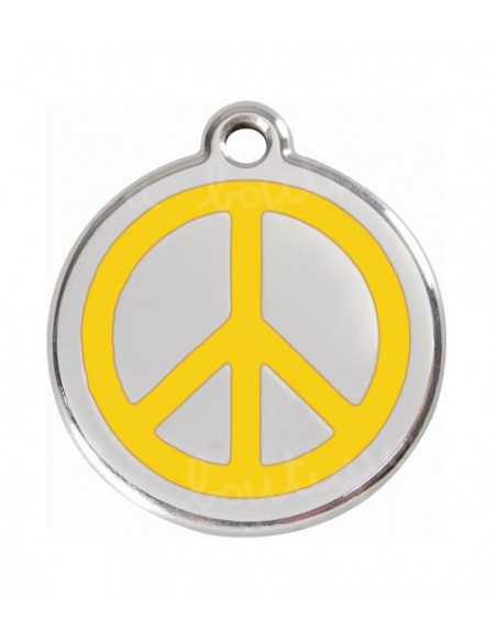 Médaille chien Red Style Dingo Peace and Love jaune 3cm
