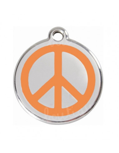 Médaille chien Red Style Dingo Peace and Love orange 3cm