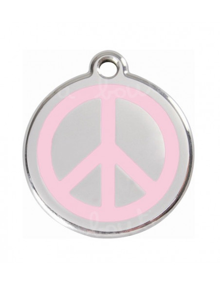 Médaille chien Red Style Dingo Peace and Love rose 3cm