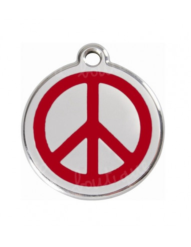 Médaille chien Red Style Dingo Peace and Love rouge 3cm