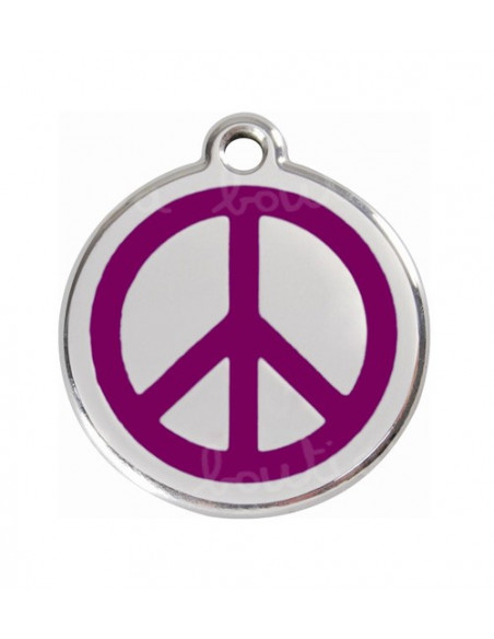Médaille chien Red Style Dingo Peace and Love violet 3cm