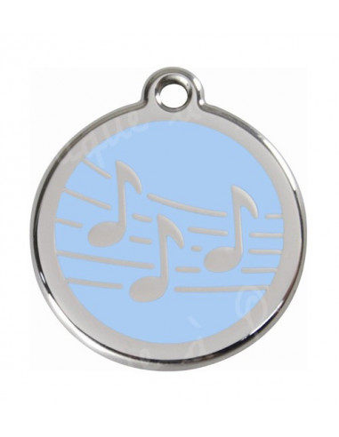 Médaille pour chien Red Dingo music sur fond bleu clair 3cm