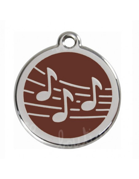 Médaille pour chien Red Dingo music sur fond marron 3cm
