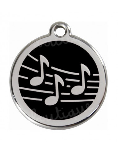Médaille pour chien Red Dingo music sur fond noir 3cm