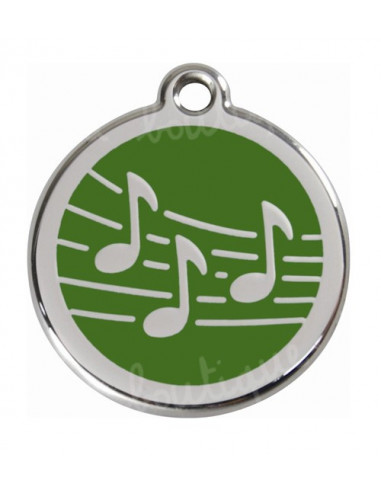 Médaille pour chien Red Dingo music sur fond vert 3cm