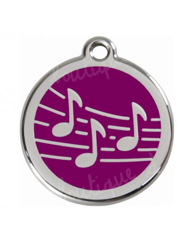 Médaille pour chien Red Dingo music sur fond violet 3cm
