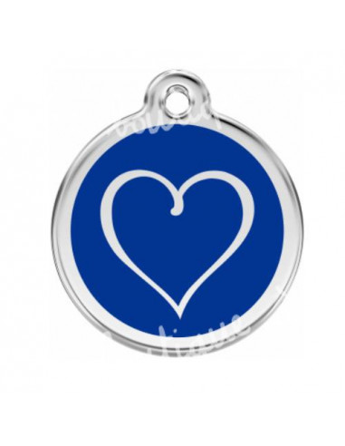 Médaille Red Dingo pour chien coeur tribal fond bleu 3cm