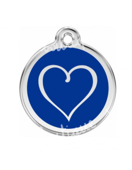 Médaille Red Dingo pour chien coeur tribal fond bleu 3cm