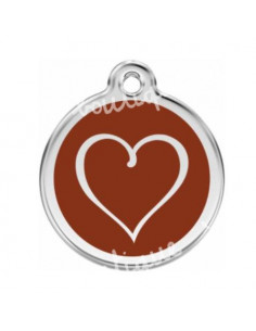 Médaille Red Dingo pour chien coeur tribal fond marron 3cm