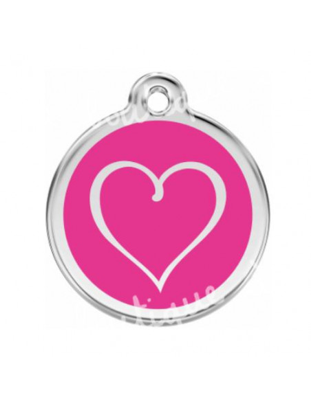 Médaille Red Dingo pour chien coeur tribal fond rose vif 3cm