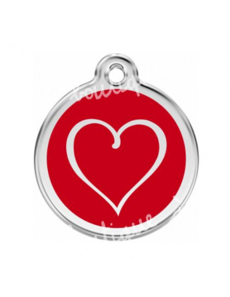 Médaille Red Dingo pour chien coeur tribal fond rouge 3cm
