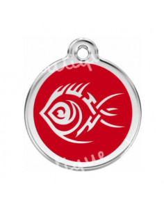 Médaille rouge Style poisson tribal Red Dingo pour chien 3cm