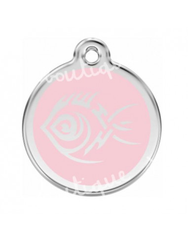 Grande médaille rose avec poisson tribal pour chien