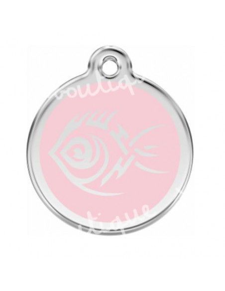 Grande médaille rose avec poisson tribal pour chien