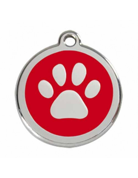 Grande médaille rouge avec patte de chien 3,8cm
