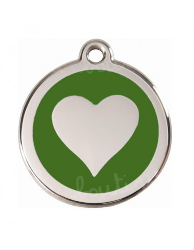 Grande médaille chien avec cœur sur fond vert