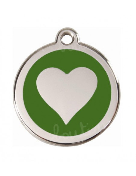 Grande médaille chien avec cœur sur fond vert