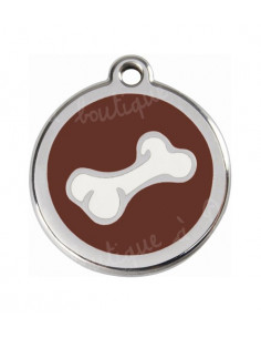 Médaille marron avec os de BD pour chien