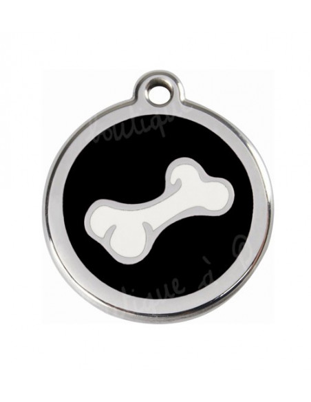 Médaille noir avec os de BD pour chien