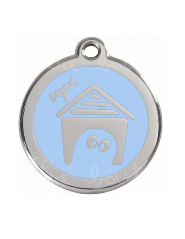 Médaille pour chien bleu clair avec niche