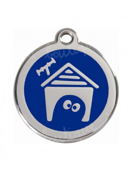 Médaille pour chien bleue avec niche