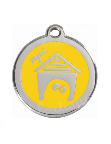 Médaille pour chien jaune avec niche
