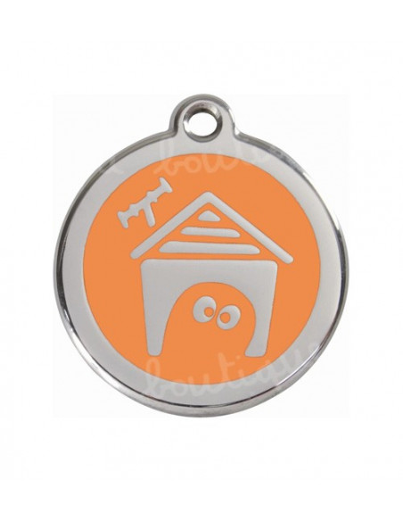Médaille pour chien orange avec niche