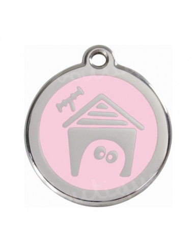Médaille pour chien rose avec niche