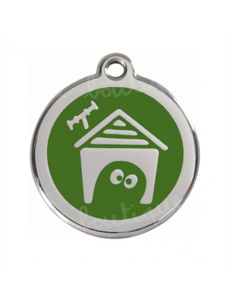 Médaille pour chien vert avec niche