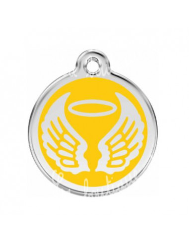 Médaille jaune avec ailes d'ange pour chien