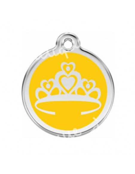 Médaille jaune Red Dingo avec couronne de princesse pour chien