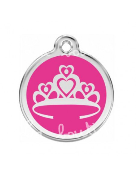 Médaille rose vif Red Dingo avec couronne de princesse pour chien