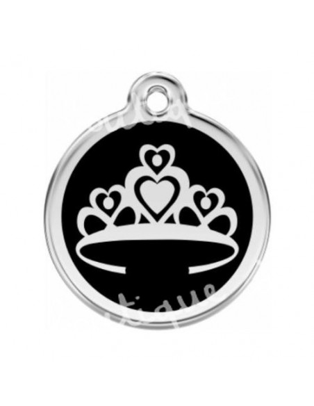 Médaille noire Red Dingo avec couronne de princesse pour chien
