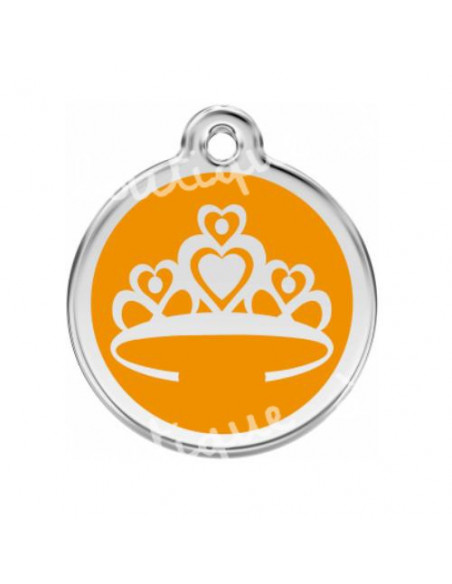Médaille orange Red Dingo avec couronne de princesse pour chien