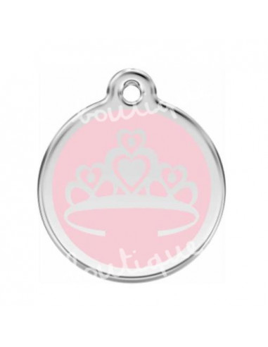 Médaille rose Red Dingo avec couronne de princesse pour chien