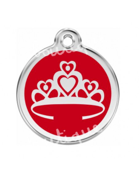 Médaille rouge Red Dingo avec couronne de princesse pour chien