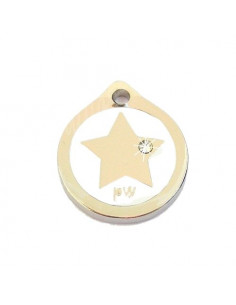 Médaille Star strass 2 cm couleur Blanche