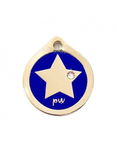 Médaille Star strass 2 cm couleur Bleue