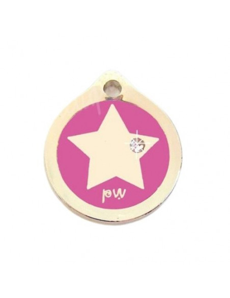 Médaille Star strass 2 cm couleur Mauve